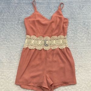 Pink Rue21 Romper With White Lace XS